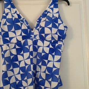 Raisins Blue and White Geometric Swim Camisole